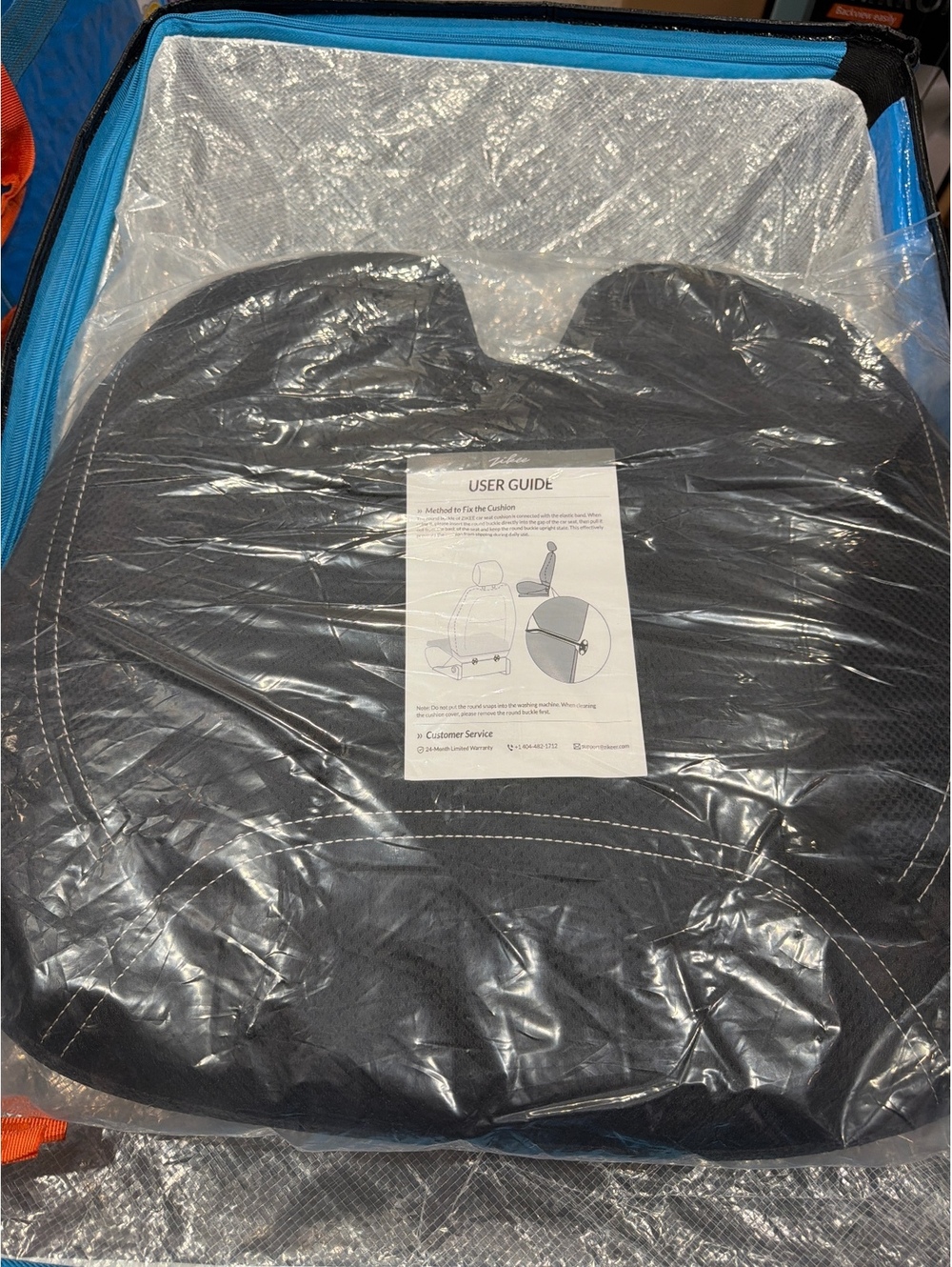 AMOOS 2-Piece Black Car Seat Cushion Backrest & Bottom Pad Set